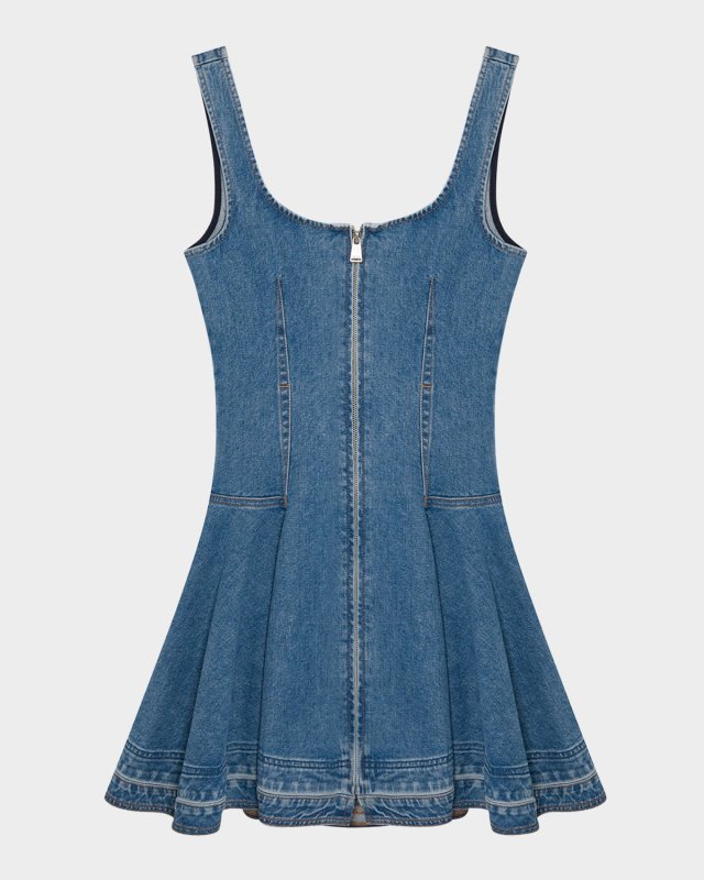 Eleodra Denim Fit-&-Flare Mini Dress